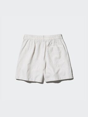 Uniqlo Women’s Cream Pinstripe Elastic-Waist Shorts